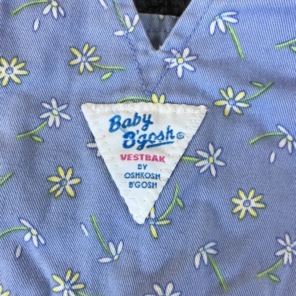 OshKosh B'gosh Overall Baby 12 Mos Blue Floral Print Adjustable Button Straps